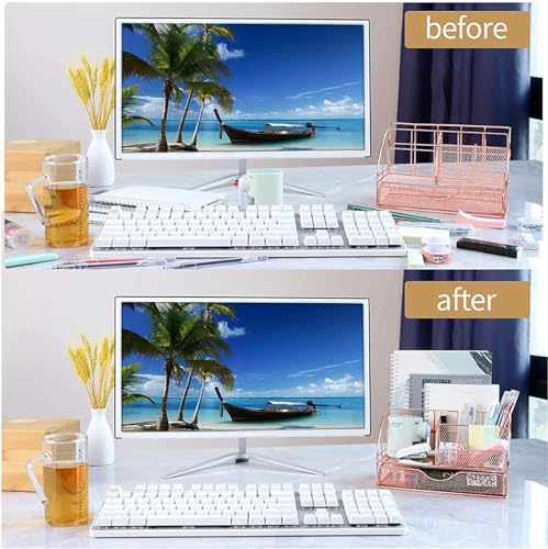 AM ANNA Rose Gold Desk Organizer, Heavy Duty Office Stapler Stationery Desk Accessiories for Office School Home,Staplers for Desk (Desk Organizer)