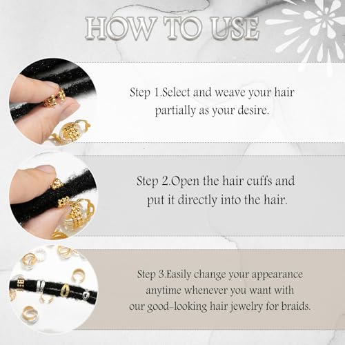 tewiaii 32 Pcs Hair Jewelry for Braids Gold&Silver Hair Cuffs Adjustable Braid Jewelry Non-Piercing Ear Clips Multi Style Loc Dreadlock Accessories for Women and Girls (Style3(32Pcs))
