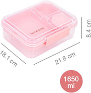 3/4/5 Compartment Convertible Bento Lunch Box with Gravy Bowl, Pink