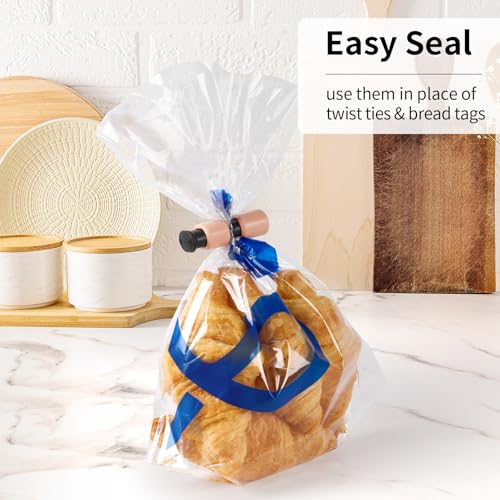 10 Pack Squeeze and Lock Bread Bag Clips, Bread Clips Resuable, Bag Clips for Food Storage, Sturdy Bread Cilp, Heavy Plastic, Handy Bag Cinch, Easy to Use with Bread Bag Closures, 10 Colors