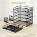 5Tray Desk Organizer with Drawer,Mesh Paper Letter Tray Organizer with Handleand 2Pen Holder,Desktop File Organizer and Storage Office Organization Metal Paper Tray for Letter/A4 Office File Folder