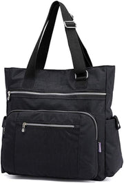 womens Multi Pocket Nylon Totes Handbag tote bag for women - X-black