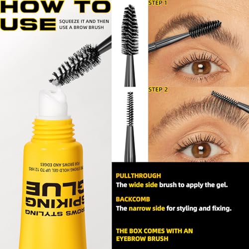 Erinde Eyebrow Fix Gel, Lightweight Makeup Brow Gel with Brush, 2 in1 Eyebrow & Hair Edges Setting Glue for Long-Lasting Hold, Waterproof, Smudge-Resistant, Quick-Dry Brow Styling Wax, Clear