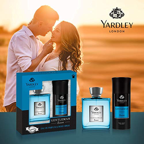 Yardley London Gentleman Suave Perfumed Gift Set - Eau De Parfum 100ml + Body Spray 150ml Fragrance With Aromatic-Woody-Spicy Notes For Chivalrous Man