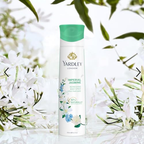 Yardley London Imperial Jasmine Body Spray For Women - 150ml Floral Scent With Jasmine & Orange Blossom Fragrance Energetic & Long Lasting Fragrance