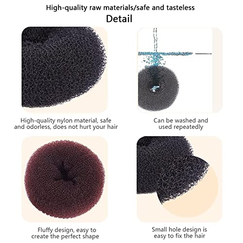 MAKINGTEC 3 Pcs Magic Roll Tool Hair Ring Diy Hair Foam Ring Shaper Snap Hair Donut Bun Hair Accessories, Long Buckle Nylon Hair Ring Magic Hair Styling Tool for Women Ponytail Holder (3 Multicolor)