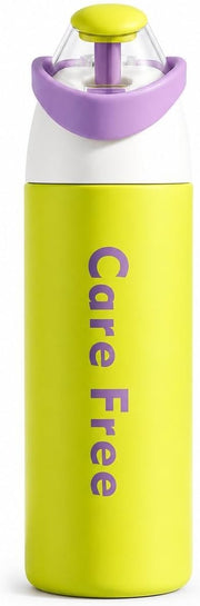Care Free Water Bottle 700ml, 316 Stainless Steel Vacuum Insulated, Leakproof Straw Bottle, BPA Free, Hot & Cold Flask for School & Travel - Green