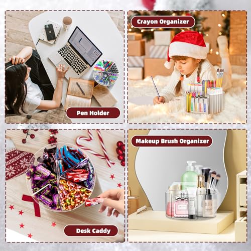 Absonic Acrylic Pen Holder Pencil Organizer, 360-Degree Rotating Pencil Holder, Crayon Organizer for Kids Marker Holder Caddy Organizer for Desk, Kids Desk Organizer for Office Home School Art Supply