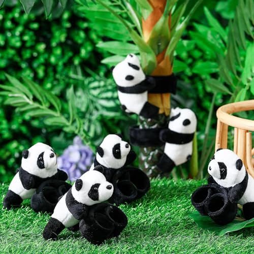 NALACAL 4-Pack Panda Plush Slap Bracelets for Kids - Soft Cute Stuffed Animal Slap Bracelets for Boys Girls Birthday Party Favors Baby Shower Party Decor Gifts