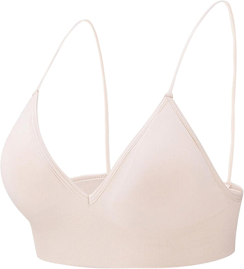 Dress Cici Women'S V Neck Triangle Strappy Sport Bra With Strappy Shoulder Strap