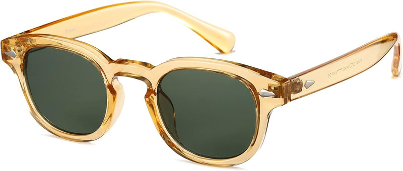 Unisex Vintage Retro Round Style Tinted Sunglasses For Men Women Fashion Circle Sun Glasses 46mm - C21 Crystal Yellow Frame/G15 Lens