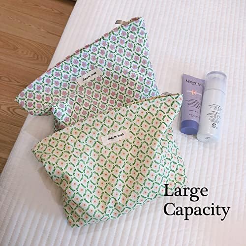STARDW Flower Cosmetic Bags Makeup Bags for Women and Girls,Travel Makeup Bag Large Capacity Canvas Makeup Bag,Makeup Organizer Bag Zipper Pouch, Embossed pink, Large Capacity Aesthetic Makeup Bags