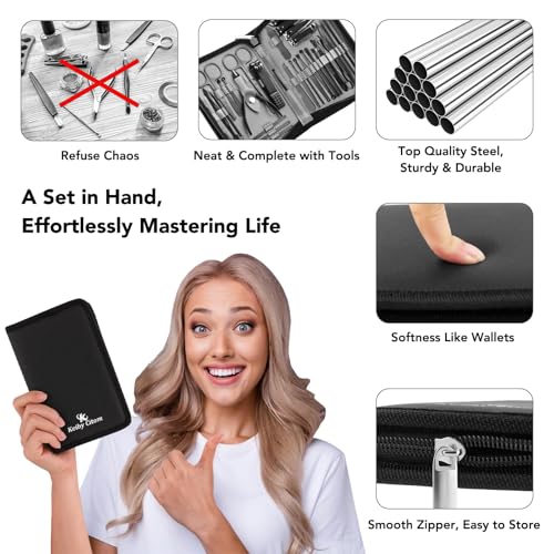 Professional Stainless Steel Nail Clipper Travel & Grooming Kit, 32pcs Pedicure Care Tools, Nail Tools Manicure & Pedicure Set, Stainless Steel Grooming Tools, for Travel