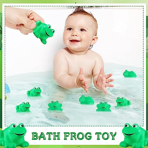 SYOSI 24 PCS Rubber Frogs Squeak Toys and Float Frogs Baby Shower Toys, Swimming Bathtub Toys for Shower Frogs Bathtub Birthday Party Decoration Boys and Girls Bath Toys