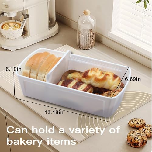 THE WHITE SHOP Bread Saver- Storage Container & Bread Box for Bread, Pastries, Bagels & More,Control Technology, Keeps Bread Fresher Longer