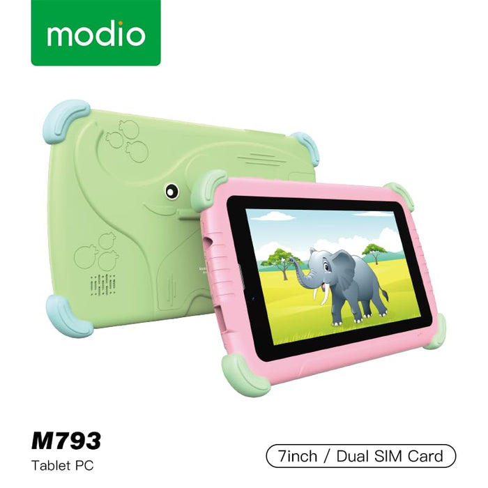Modio M793 Kids Tablet, 7-inch HD Display, Dual SIM, 3000mAh Battery, Silicone Protection Case, (Gray)
