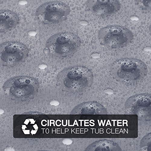 YINENN Non-Slip Bath Tub Shower Mat with Suction Cups and Drain Holes, 40x16in, Clear Gray