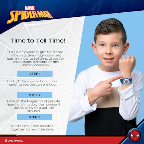 MARVEL Spider-Man Kids' Plastic Time Teacher Analog Quartz Nylon Strap Watch