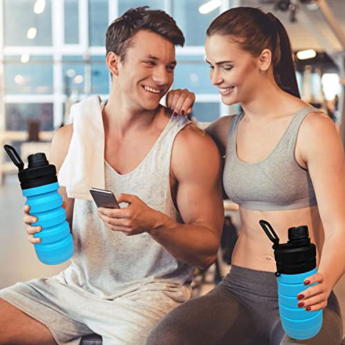 Collapsible Sports Water Bottle 750ml Silicone BPA Free foldable water bottle for kids and adults Ideal for outdoor activities School, Sports, Hiking and GYM water bottle with smart bottom storage