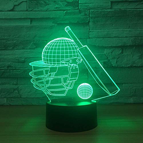 althiqahkey 3D Illusion lamp, LED Night Light,Cricket Gifts Toys Decor LED Night Light with 7 RGB Colours Bedside Lamp Touch Adjustable Brightness Birthday Present Decoration for Baby Boy Girl Kids
