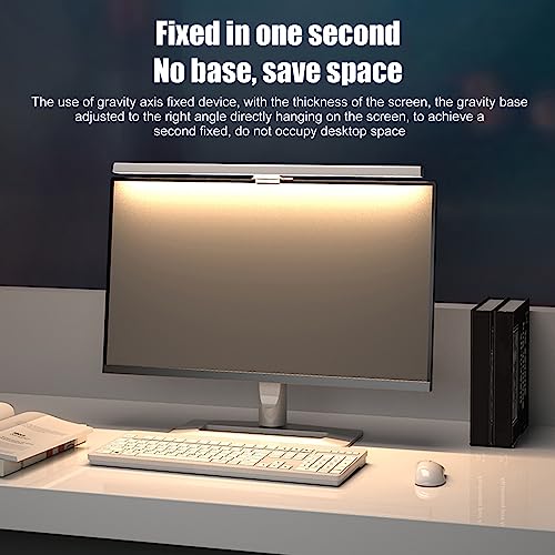 Dpofirs Computer Screen Monitor Lamp, PC Monitor Light Bar, e-Reading LED Lamp with Stepless Dimmable, Touch Control, Quick Reading Mode, 3 Color Temperature Adjustment, Timer 60min Off (White)