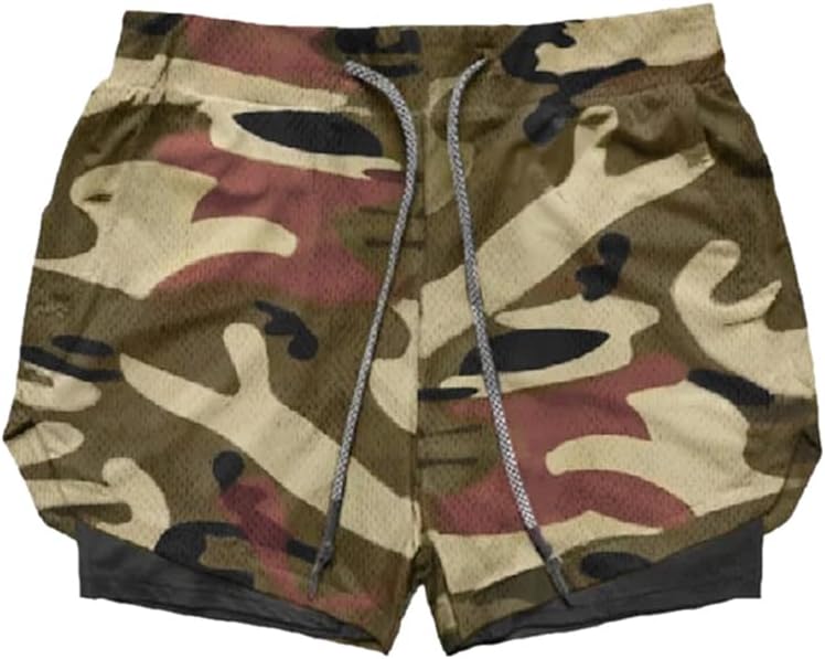 VITION Gym Shorts for Men, Men's Activewear Running Shorts,Drawstring Gym Shorts Men, 2 Layer Loose Athletic Shorts with 4 Pockets