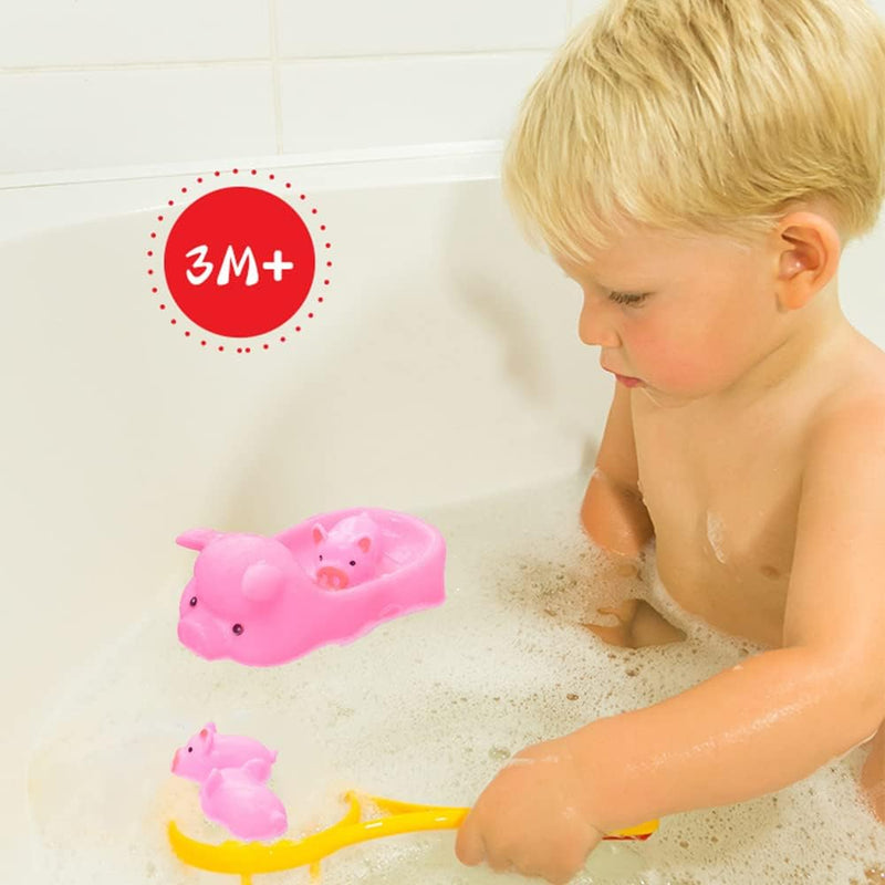 YUERFEILA Baby Bath Toys 4Pcs Rubber Pink Pig Family Squeak Float Bath Ducks Bath Tub Shower Toys for Toddlers Boys Girls