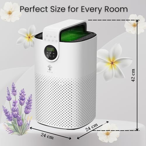 ARIA Portable Air Purifier | HEPA13 Filter | Covers 100m² | PM2.5 Monitor | Touch Controls, Quiet | Air Filter Change Alert | CADR 260m³/hr | Essential Oil Tray | Removes Odor Dust Pet Allergens