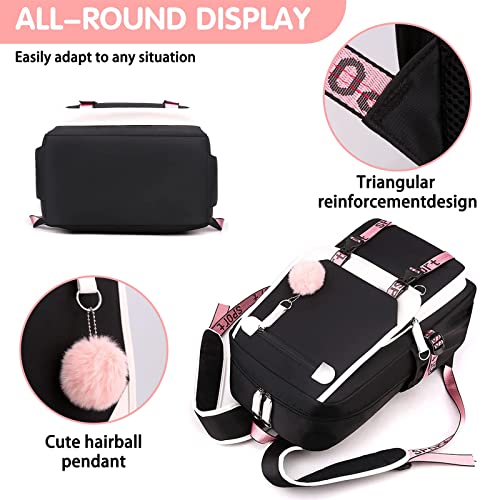 School Bags for Girls, Girls Backpack with Lunch Bag, School bag for Girls Kids Elementary Middle High School College Student 21L Casual Daypack Children Schoolbag with USB Charging Port