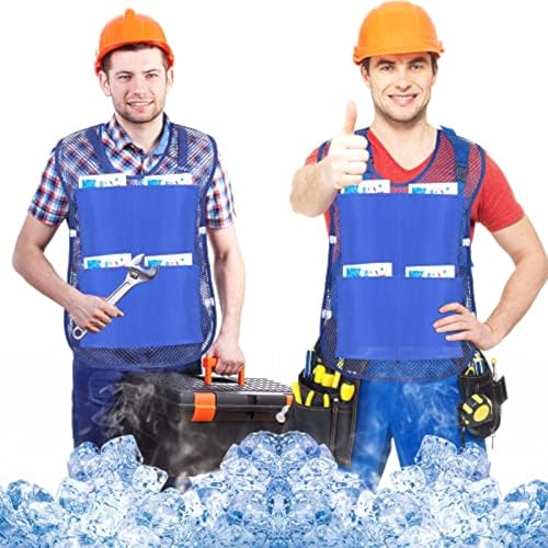 NALACAL 2Pcs Ice Vest, Cooling Vest with 16Pcs Ice Packs, Safety Vest, Summer Cooling Vest, Cool Jacket with Pockets for Outdoor Working in the Heat, Fishing, Running, Cycling, Gardening, Sports, Blue