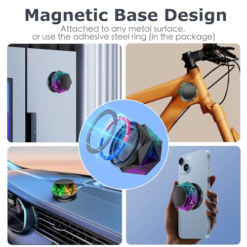Excefore Magnetic Diamond Bluetooth Speaker, Small Wireless Speaker with Multi RGB Color Light Show, Wireless Small Bluetooth Speaker, Portable Phone Stand for iPhone, Android, TWS Pairing