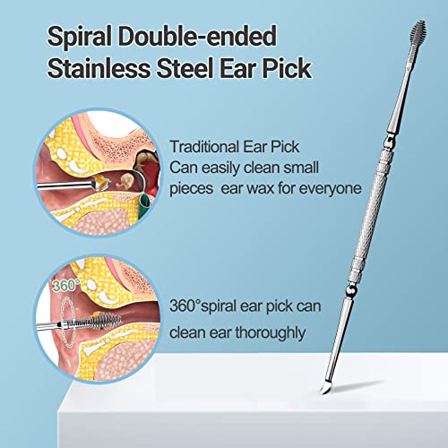 TEYIYES Ear Wax Removal Kit Upgraded All in One Ear Cleaning Tool Set with LED Light/Ear Pick Digger/Twezzers/Spiral Spring Ear Spoon with Storage Box for Adults, Kids and Pets (Pack of 7)