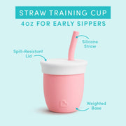Munchkin C’est Silicone! Open Training Cup with Straw for Babies and Toddlers 6 Months+ Ideal Transition Sippy Cup, Free Flow Sippy Cup to Straw Cup for Baby and Toddler weaning, 4oz / 120ml, Mint