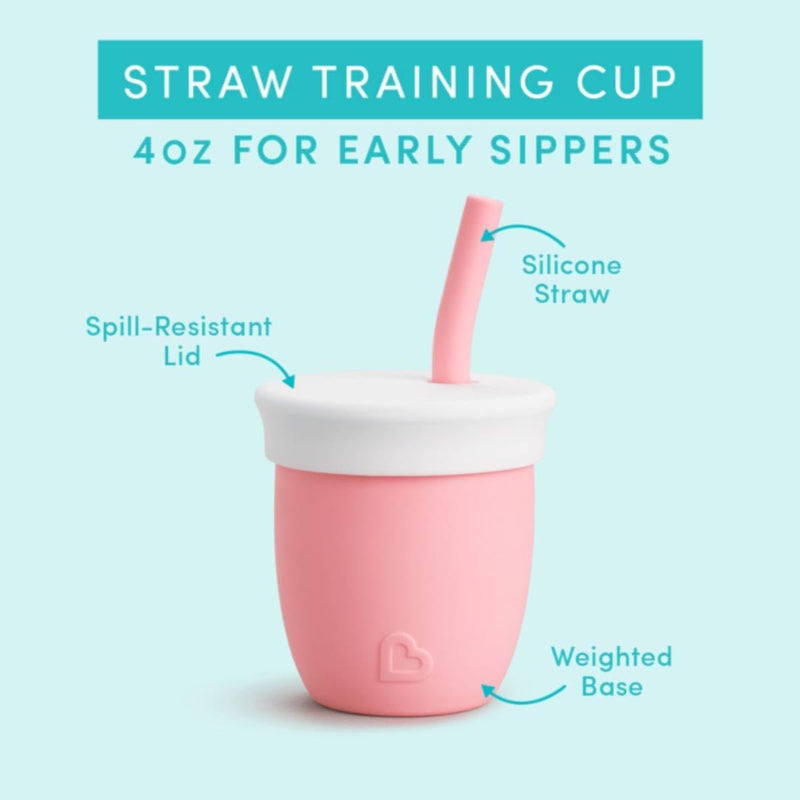 Munchkin C’est Silicone! Open Training Cup with Straw for Babies and Toddlers 6 Months+ Ideal Transition Sippy Cup, Free Flow Sippy Cup to Straw Cup for Baby and Toddler weaning, 4oz / 120ml, Mint