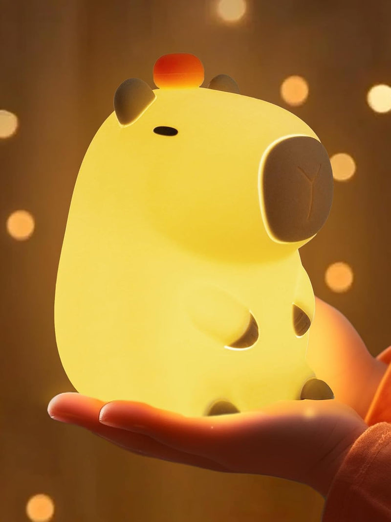 YuanDian Capybara Night Light, Cute Nursery Lamp for Kids, Girls, Women, Teen, and Babies. Decorate Kids' Bedroom with Adorable Silicone Capybara Nightlights - Style Orange Capybara