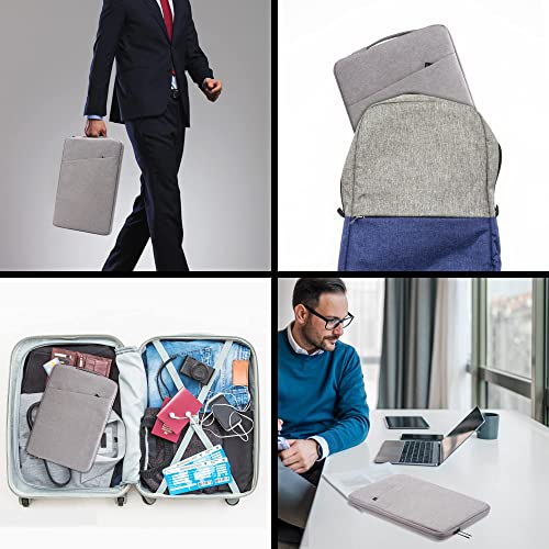 NALACAL 13 inch Laptop Sleeve Bag Compatible with MacBook Air Mac Pro M1 Surface Lenovo Dell HP Computer Bag Accessories Polyester Case with Pocket (Grey)