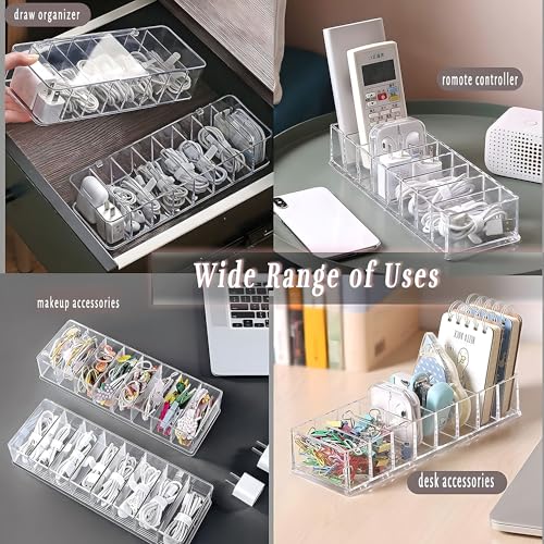 X spring Data Cable Organizer Box, Cord Storage Box, Electronics Cable Organizer Box, Cable Storage Box with 10 Wire Ties for Home Drawer Office Desk Organizers and Accessories