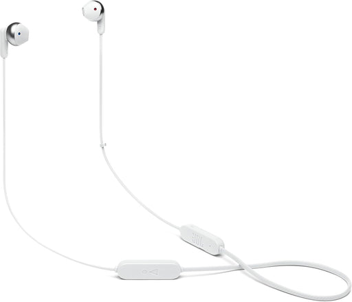 JBL TUNE 215BT - Wireless earbud headphones with Bluetooth 5.0, built-in microphone, and 16 hour battery life, in white - WHITE