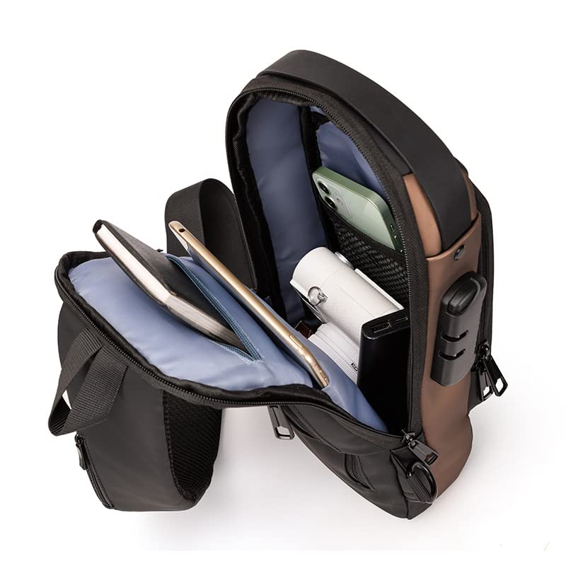 USB Charging Sport Sling Anti-theft Shoulder Bag, Anti-theft Crossbody Bag Men's & Women Shoulder Bag Backpack Motorcycle Bag,Waterproof Motorcycle Bag Chest Bags for Men Women