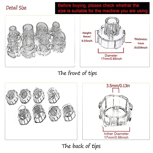 Elitzia Plastic Hydro Dermabrasion Microderma Heads Hydra Facial Aqua Peel Tips Water Peeling Caps Facial Care Skin Cleaning Tool Beauty Machine Replacement Spare Parts 8pcs Per Set (Transparent)