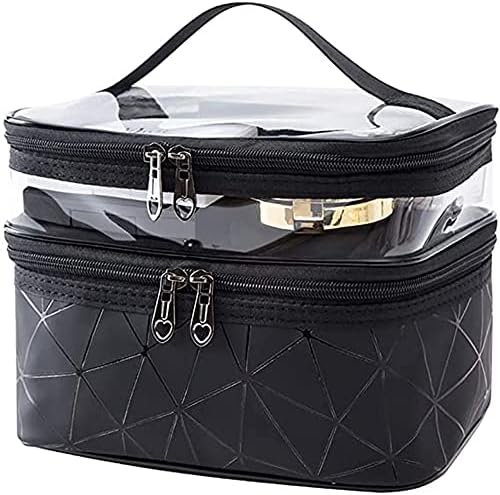 URbazaar Cosmetic bag, Double Layer Travel Makeup Bags For Women, Waterproof Portable Cosmetic Cases Make up Organizer for Makeup, Cosmetics Tools, Shampoo, Toiletries