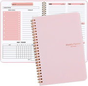 SKY-TOUCH A5 Weekly Planner : To Do List Notebook with 52 Undated Sheets Daily Planner with Goal Habit Tracker Organizer for Office Home School Work Study Life Pink - Pink