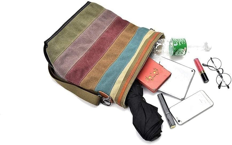 AI VI Womens shoulder bags canvas Hobo Handbags Multi-Color Casual Messenger Bag Top Handle Tote Crossbody Bags - One Size
