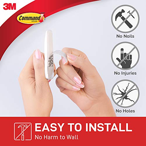 Command Utility Medium Hooks White color, 2 hooks + 4 strips/pack | Holds 1.36 kg each hook| Organize | Decoration | No Tools | Holds Strongly | Damage-Free Hanging