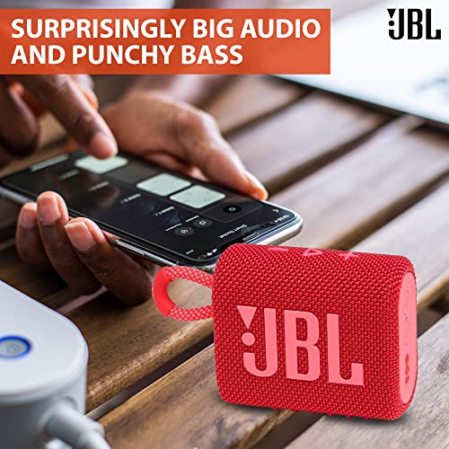 JBL Go 3 Portable Bluetooth Wireless Speaker, IP67 Waterproof and Dustproof Built-in Battery - Red - Boomph's Comprehensive Ultimate Performance Cloth Solution for Your On-The-Go Sound Experience