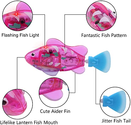 ELECDON Electric Fish Toy, Creative Colorful Water Activated LED Robot Fish Toy Funny Cat Fish Toy Swimming Robot Fish Bathtub Toys Birthday Gift for Cat, Toddlers, Boys and Girls, 4 Pcs