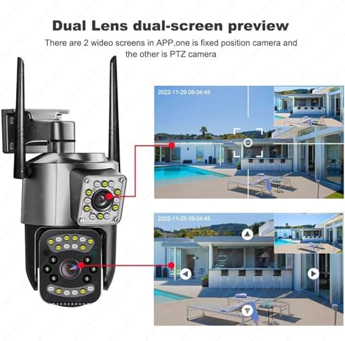 Panoramic 1080p Dual Lens Full HD Outdoor PTZ Wi-Fi Camera | Two-Way Audio |Color Light Vision | Alarm | Motion Alert | SD Card Support | 352° Pan & Tilt