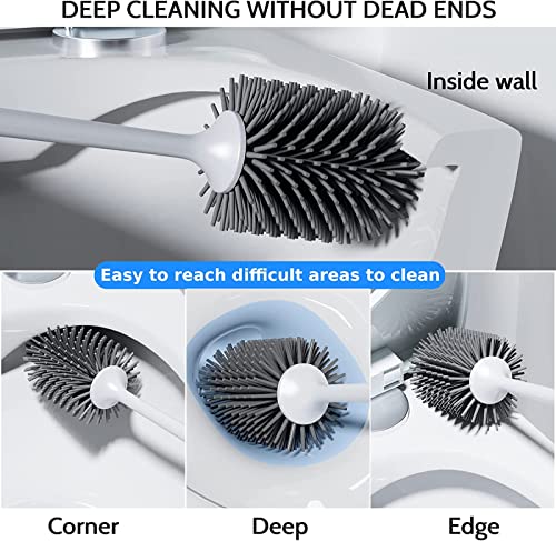 DIKXO Toilet Brush, Toilet Bowl Brush and Holder, Toilet Cleaner Brush for Bathroom,Floor Standing & Wall Mounted Toilet Scrubber Without Drilling