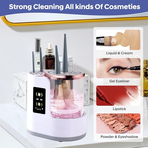 Angju Electric Makeup Brush Cleaner Machine, 3 IN 1 Automatic Make up Brush Cleaner with Makeup Brush Dryer,Portable USB Deep Quick Cleaning Tools for All Size Makeup Brush Set,Blush Brush,Sponges