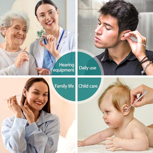6 In 1 Ear Cleansing Tool Set, Ear Wax Removal Kit, Ear Pick, Stainless Steel, Spiral Design, Reusable with Storage Box, Safely, Gently, Ear Cleaner for Kids and Adults, Ear Wax Buildup (Black)